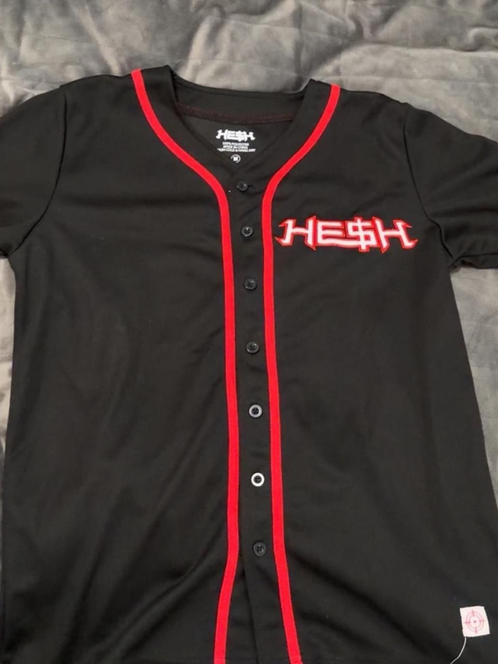 HE$H (dj) Baseball Jersey 2021 ❤️🖤 HE$H Black Baseball Jersey with Red Trim